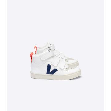 Kids' Veja V-10 MID CWL High Tops White/Blue/Orange | SG 707ILH